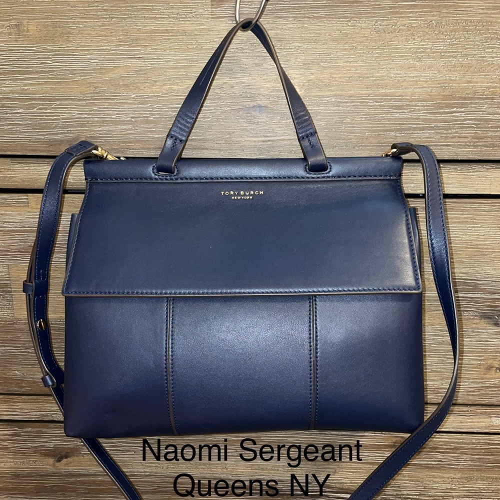 TORY BURCH BLOCK T Satchel Blue